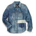 Boys Double Pocket&Flap Long Sleeve Denim Shirt